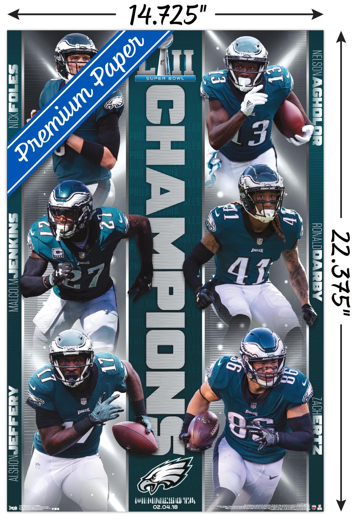 Trends International NFL Philadelphia Eagles - Commemorative Super Bowl LII - Champions Wall Poster 14.725" x 22.375" Premium Poster & Mount Bundle - image 3 of 5