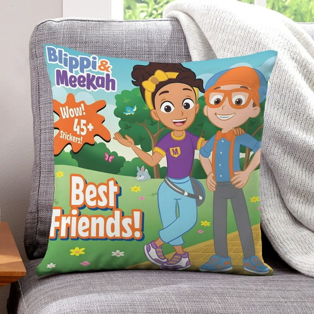 Blippi Fundas de almohada de terciopelo con tema, regalos de funda de almohada, decoración para el hogar, cojín de lanzar, regalo de cumpleaños para fans y parejas. 60cm x 60cm.