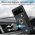 thumbnail image 4 of Phone Case for Google Pixel 6 Wallet Cover with Tempered Glass Screen Protector and Wrist Strap Lanyard RFID Credit Card Holder Ring Stand Cell Accessories Pixel6 Pixle Six Women Men Black, 4 of 13