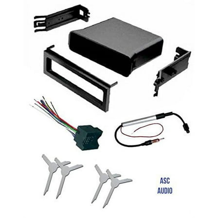 asc audio car stereo dash pocket kit, wire harness, antenna adapter, and radio removal tool for installing a single din radio for vw volkswagen- 2003-2004 jetta, 2003-2006 golf / gti, 2003-2005 passat