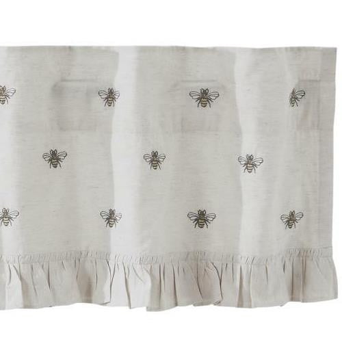 Valance Embroidered Bee Farmhouse Cotton Ruffle Window Curtain TCC Brands
