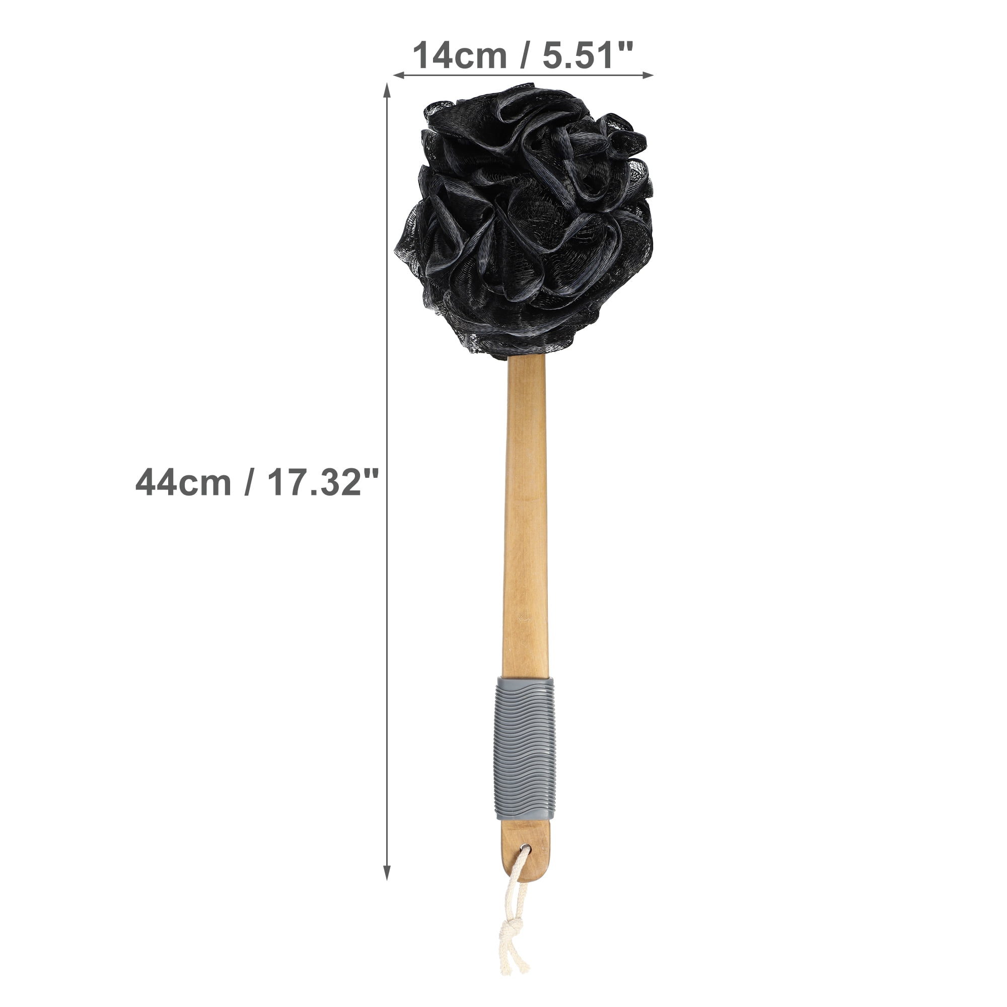 Unique Bargains Bath Brush Long Handle Back Scrubber for Bathroom 17.32 Length Black