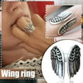 thumbnail image 2 of Ring Ring Jewellery Open Vintage Cuff Steel Angel Adjustable Punk Stainless Black RingsThe Best Gift for A Loved One, 2 of 9