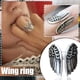 thumbnail image 2 of Anillo de joyería vintage abierto, ajustable, punk, de acero, negro, con ángel, 2 of 8