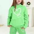thumbnail image 2 of Big Girls Outfits Sets Winter Hoodie Joggers Comfy Casual Kids Print Cute Girls' Fall Clothing Sets Light Green Size 8-9T, 2 of 4