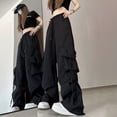 thumbnail image 4 of Pantalones Cargo Y2K para mujer, ropa de calle Harajuku, holgados, de pierna ancha, de paracaídas, estilo coreano, para correr, novedad de 2023, 4 of 4