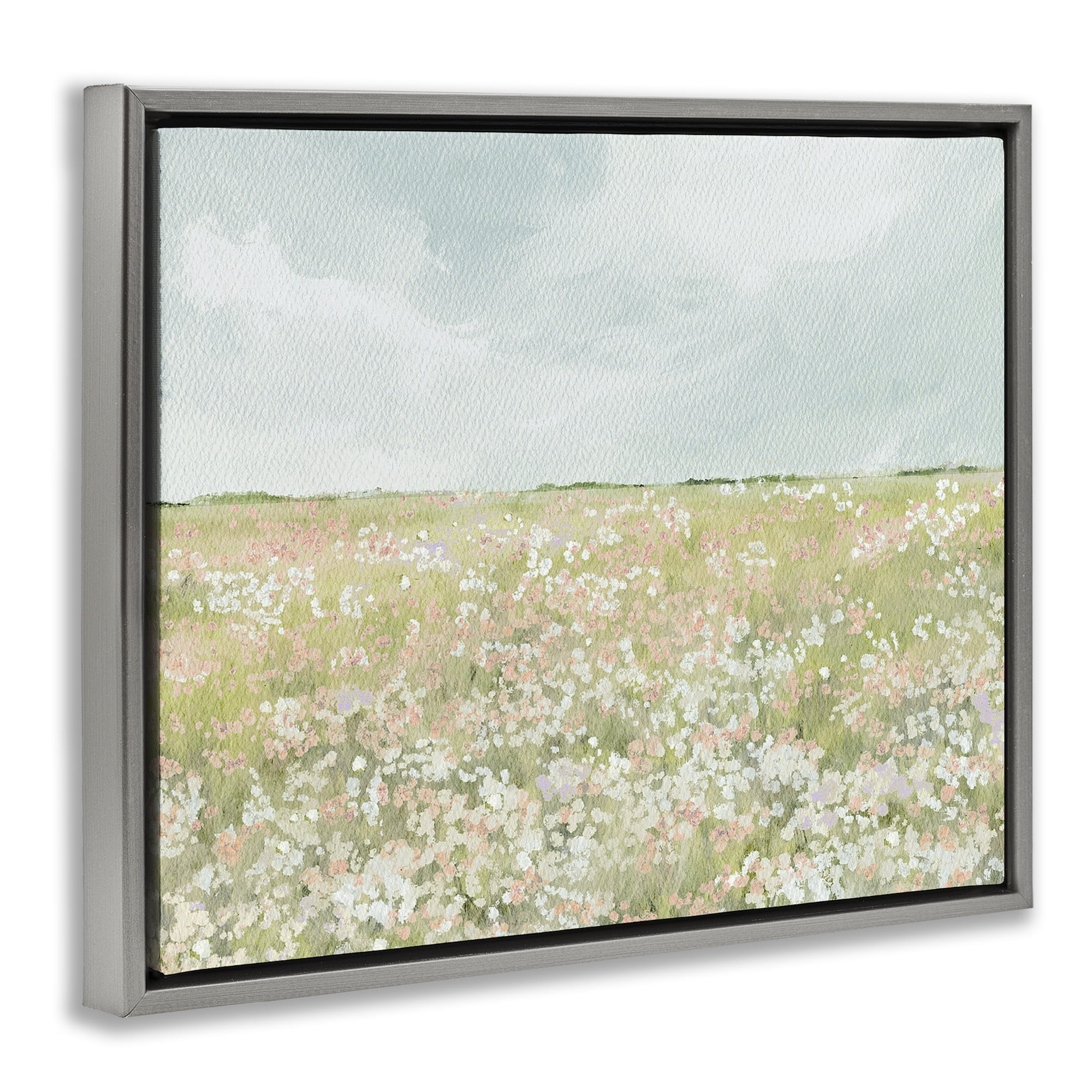 Stupell Industries Budding Field Scenery Gray Framed Floater Canvas Wall Art, design by Leah Straatsma