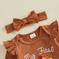 thumbnail image 6 of Cjfdfy Newborn Baby Girl Thanksgiving Fall Outfit Turkey Long Sleeve Romper Print Pants and Bow Headband 3pcs Infant Cute My First Thanksgiving Fall Winter Outfits 0-18M, 6 of 9