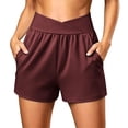thumbnail image 2 of Asxite Womens Shorts Running Workout Overlap High Waisted Pockets Breathable Stretchy Summer, 2 of 4