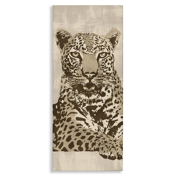 Stupell Industries Muted Fierce Leopard Animals Painting Wrapped Canvas Art Print Wall Art, 10 x 24