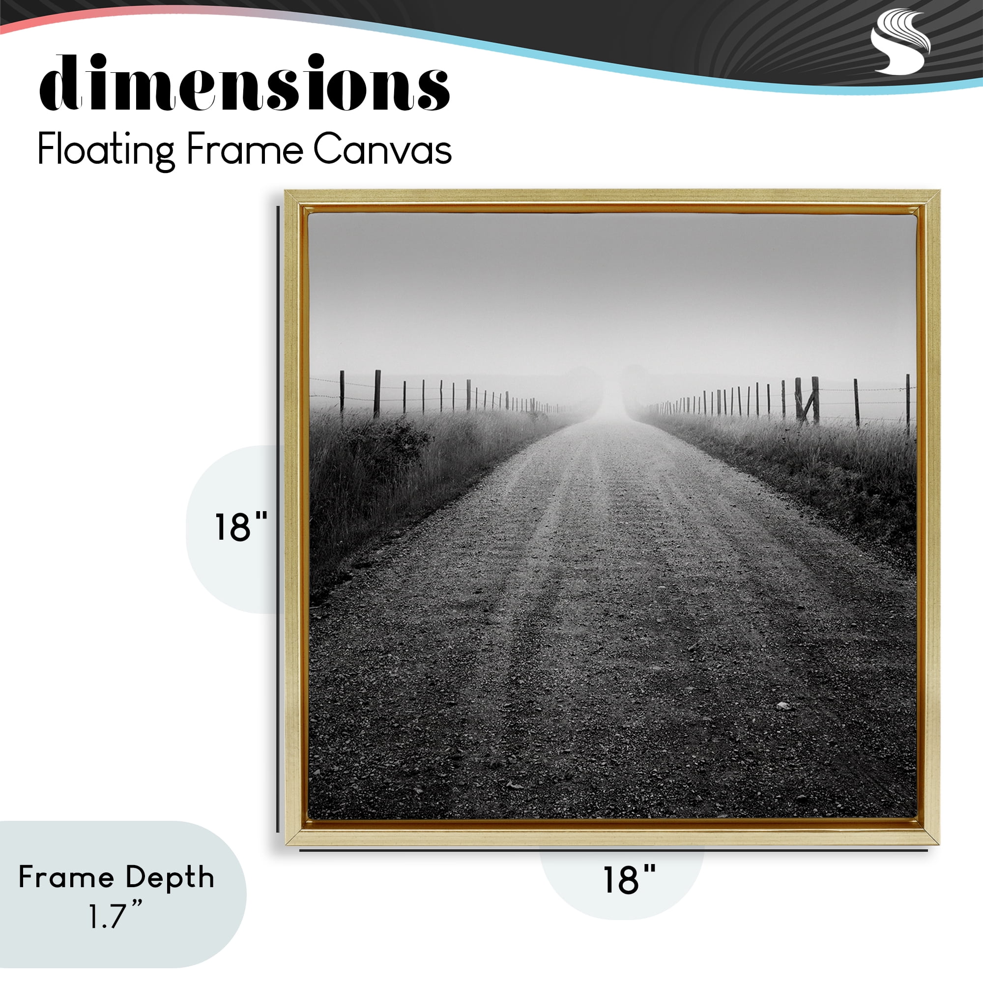 Stupell Industries Country Road in Morning Mist Gold Framed Floater Canvas Wall Art, design by Chip Forelli