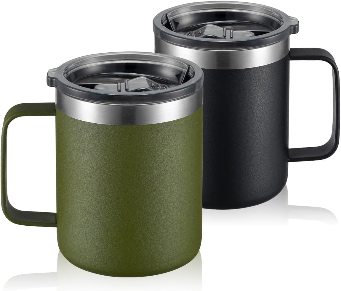 EcoVessel Transit Stainless Steel Travel Mug/Coffee Mug with Slider Lid & Ergonomic Handle, Tumbler with Handle Insulated Coffee Mug - 12oz (Ombre