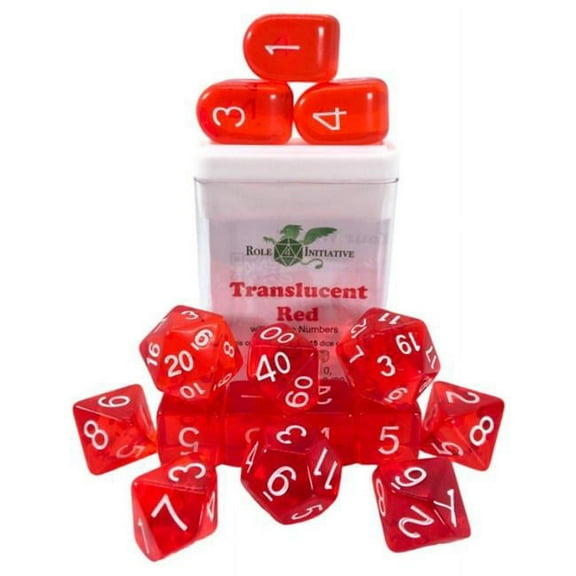 Role 4 Initiative Polyhedral Dice - Translucent Red w/White and Arch'd4 (15) New