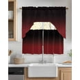 thumbnail image 2 of Ombre, Swag Valance and Tier Curtains 24'' Length Set, Abstract Gradient Red Black Art Light Filtering Kitchen Curtains, Tier Curtain Valances for Bathroom/Living Room/Bedroom/Café, 2 of 6