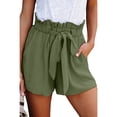 thumbnail image 1 of VISgogo, pantalones cortos sueltos informales de verano para mujer, pantalones cortos elásticos de cintura alta con cordones de Color sólido a la moda VISgogo  moda, 1 of 4