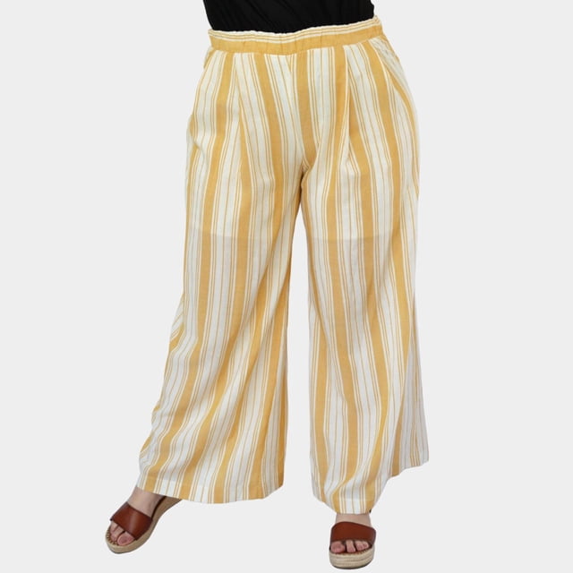 Pantalón Pierna Amplia Roman Fashion Modelo 7164 Amarillo Talla Extra 38