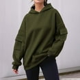 thumbnail image 2 of Kmdttou Women's Fashion Tops Hoodies for Solid Color Long Sleeved Pocket Loose Hooded Top Sweatshirt on Clearance!, 2 of 6