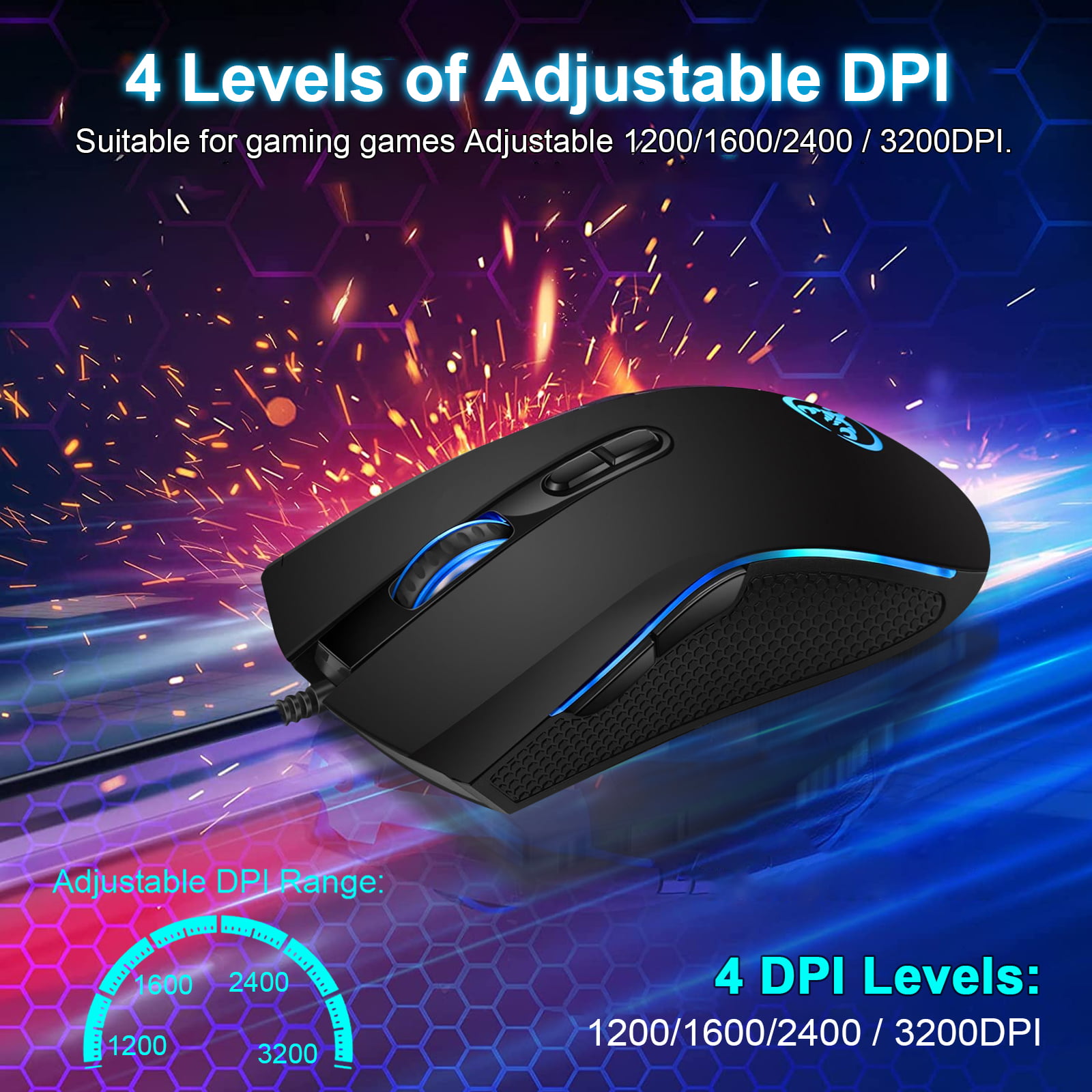 TSV RGB Wired Gaming Mouse with 4-Level DPI Adjustment photo 5