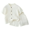 thumbnail image 2 of 12-18 Month Boy Clothes Shorts Toddler Baby Boys Clothes Ribbed Button-Down Shirt Tops +Shorts Pocket Outfit 2 PCS set 12 Months-5T Without Tee, 2 of 4