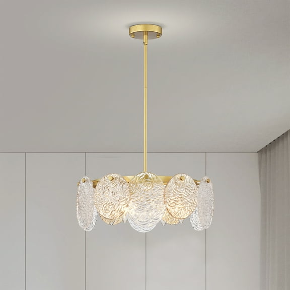 Daim 18 Inch Texed Glass Wheel Chandelier 4 Light