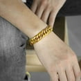thumbnail image 2 of 15mm Curb Rombo Link Bracelet For Men 316L Stainless Steel Chain Gold, 2 of 5