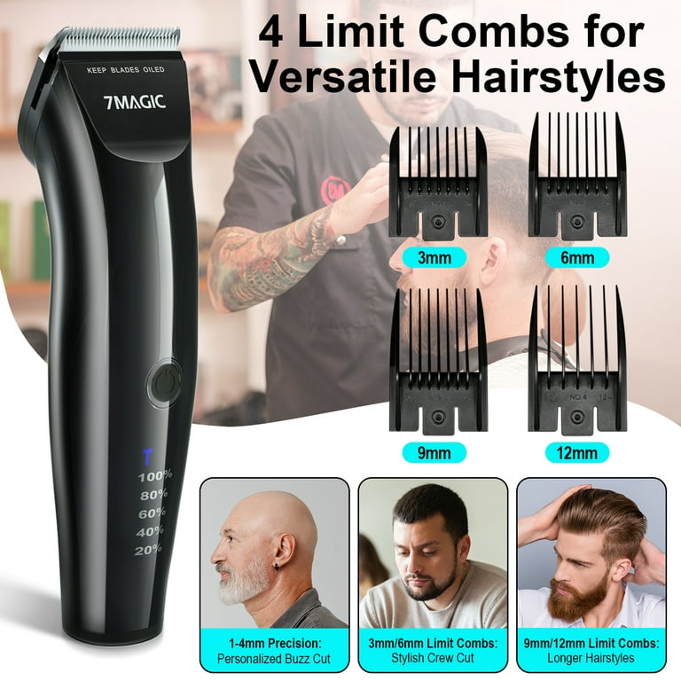 Mixfeer Hair Clippers With Guide Combs (3/6/9/12mm) For Men Cordless Hair Cutting Trimmer Kit Electric Haircut Kit Beard Trimmer Barbers Hair Trimming
