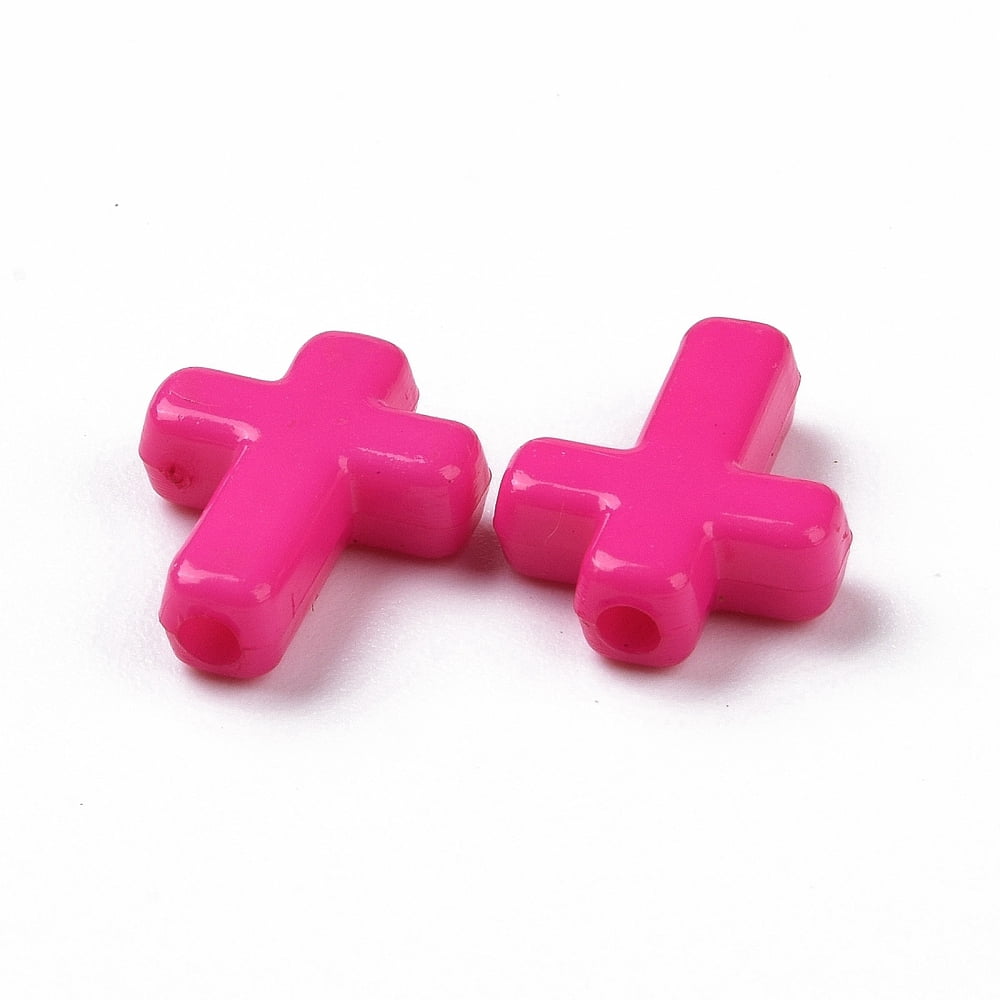 Opaque Acrylic Beads Cross Mixed color 16x12x4.5mm 1230pcs/500g