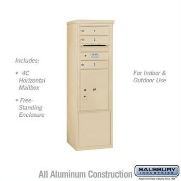 17.75 x 52.875 x 18.5 in. Free-Standing 4C Horizontal Mailbox Unit - Front Loading - USPS Access, Sandstone