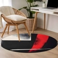 thumbnail image 5 of Red Black Brush Round Area&nbsp;Rug 3.3ft Dark Style Non-Slip&nbsp;Washable Circle Rugs Soft Felt Indoor Floor Mat for Bedroom Kitchen Living Room Bathroom, 5 of 9