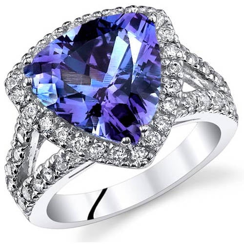 5.5 ct Trillion Cut Color Changing Created Alexandrite Ring in Sterling ...