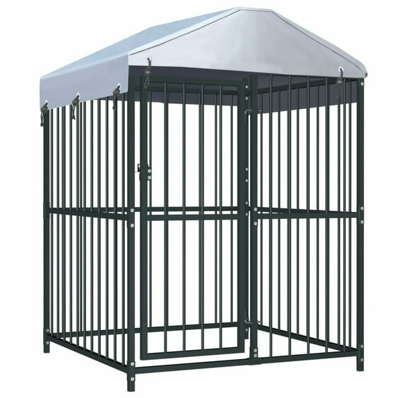 Carevas Outdoor Dog Kennel with Roof 47.2"x47.2"x59"