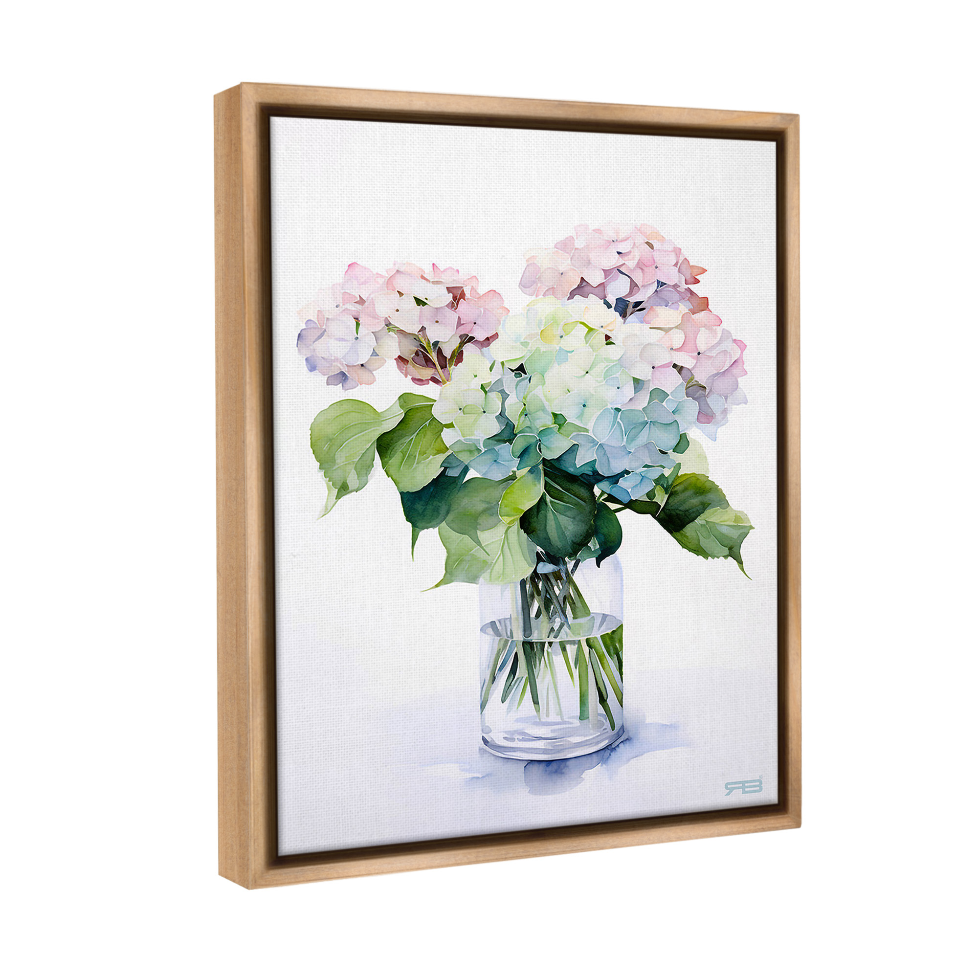 Stupell Industries Ombre Hydrangea Bouquet Botanical & Floral Painting Brown Floater Framed Canvas Art Print Wall Art, 25 x 31