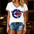 thumbnail image 2 of T Shirts for Women Graphic Vintage Loose V-Neck Short Sleeve Stylish Print Top Outdoor Wear Womens Graphic Tees L, 2 of 4