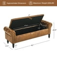 thumbnail image 4 of Furniliving 63" Storage Ottoman Bench with Arms, Upholstered Button Tufted End of Bed Bench, Large Storage Bench for Bedroom, Entryway, Yellow Brown, 4 of 9