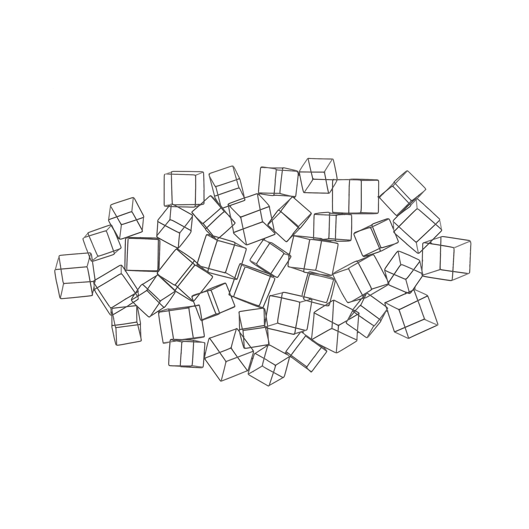 DecMode Black Metal 3D Layered Wire Cube Geometric Wall Decor