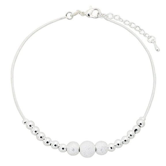 Amy and Annette Ball Beads White Gold 14k Anklet Plated