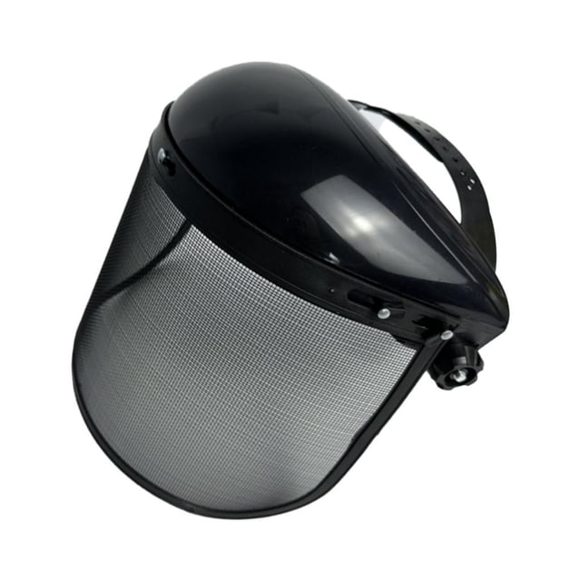 Protector facial completo para recorte de motosierra, visera de malla ajustable, protección versátil Negro