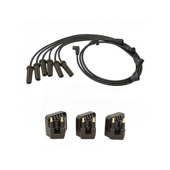 Ignition Coil and Spark Plug Wire Set 2 Piece - Compatible with 1999 - 2008 Pontiac Grand Prix 2000 2001 2002 2003 2004 2005 2006 2007