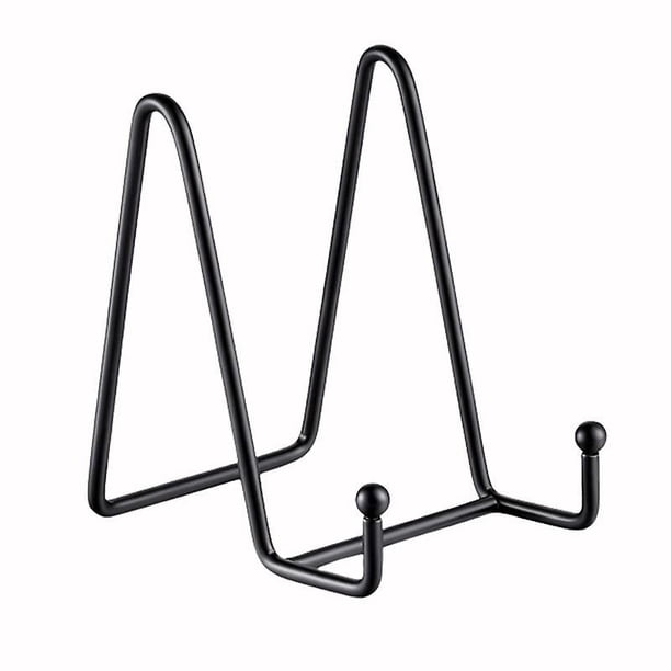 Paquete de 2 soportes de exhibición de 6 pulgadas para placa, soporte de placa de caballete de hierro de metal negro, soportes de marco para exhibir fotos, imágenes, placa decorativa Di