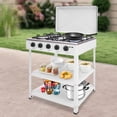thumbnail image 2 of 5 Burner Portable Gas Stove Stove with Support Leg Stand, Manual Lgnition Camping Stove for Apartment, Outdoor Cooking (White), 2 of 28