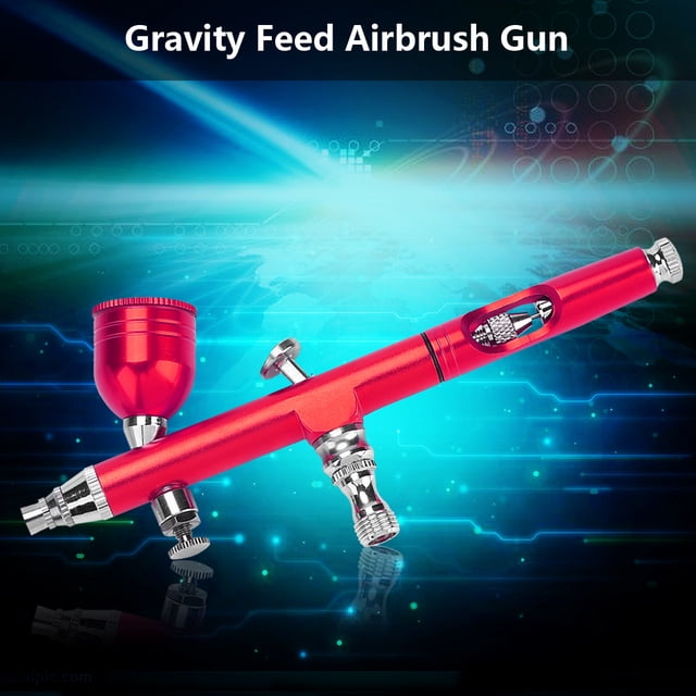 Fugacal Spray Gun, 2 Colores 0.2mm Gravity Feed Airbrush Gun Spray Art Tattoo Pintura Nail Cake Herramientas de decoración, para Pintura artística Tattoo Manicure Spray Modelo Nail Make up(Rouge) Fugacal No se aplica