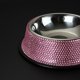 thumbnail image 5 of Cuenco de cristal para mascotas de 15 cm, cuenco de agua para perros y gatos con incrustaciones de diamantes de imitación de acero inoxidable, 5 of 5