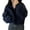 Navy Blue XL, variant on Winter Women Jacket Thick Fleece Stand Collar Zipper Closure Long Sleeves Warm Windproof Heat Retention Outdoor Coat