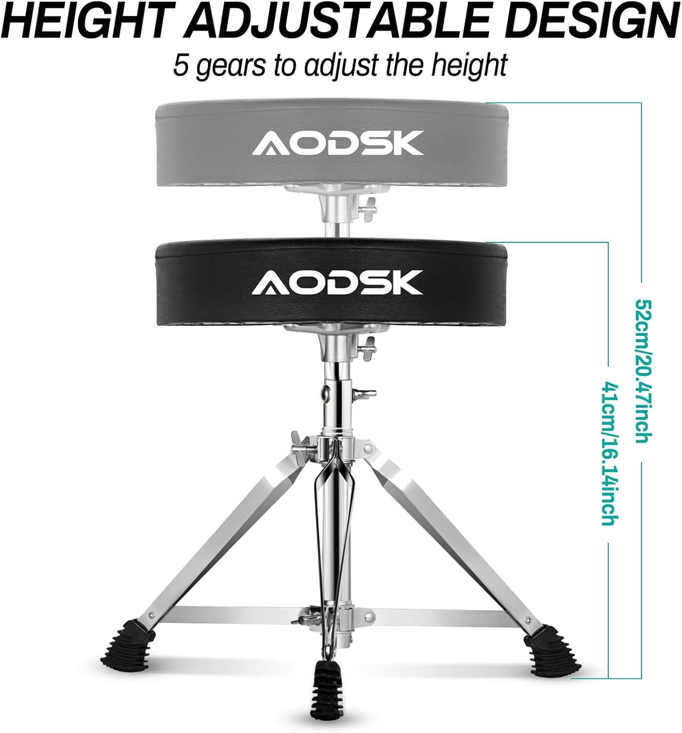 AODSK Drum Throne, Padded Foldable Seat Chair for Adults, Drummers - Black