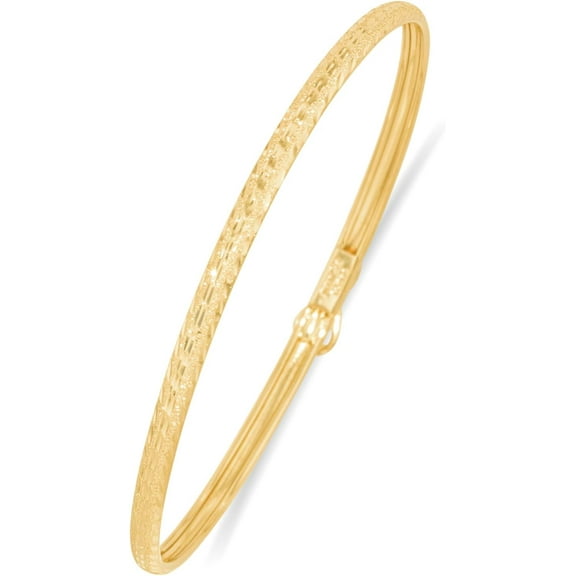 Floreo 10k Yellow Gold 3mm Subtle Stripe Satin Finish Textured Flex Bangle Bracelet