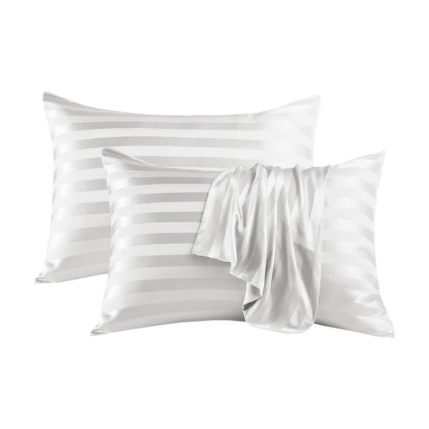 Juego de 2 fundas de almohada de seda satinada Ice Silk Satin para el cuidado del cabello y la piel. Funda de almohada para dormir que reduce el encrespamiento y las arrugas. Protector de almohada