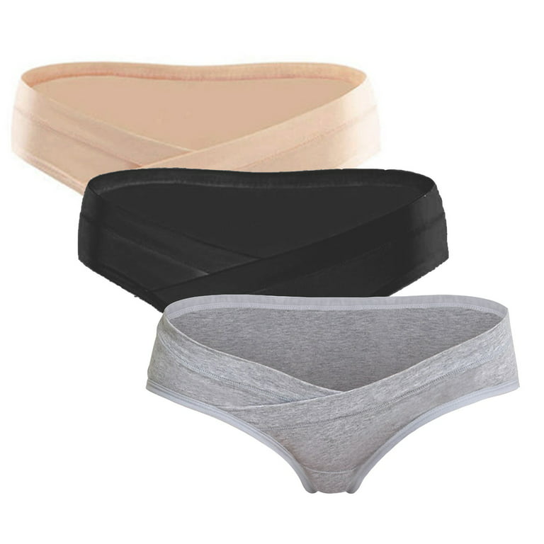 3 Pack Maternity Brief Underwear Women Low Waist Cotton Solid Women's  Bikini Panties 