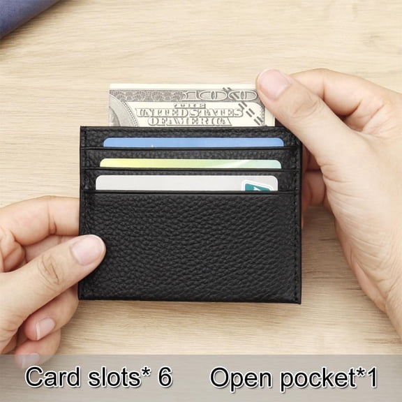 JINYUN-Slim Genuine Leather Card Holder - Ultra-Thin Credit Card Case Lightweight & Compact for Men & Women Gift Business Cards (Genuine Leather-Green)