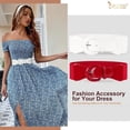 thumbnail image 3 of Women Wide Stretchy Belt,Vintage Chunky Buckle Elastic Waist Belts for Women Dress, 3 of 7