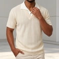 thumbnail image 2 of Bibifish Mens Polo Shirts Short Sleeve Knitted Casual Shirts Classic Fit Vintage Style Daily Wear Tops, 2 of 3